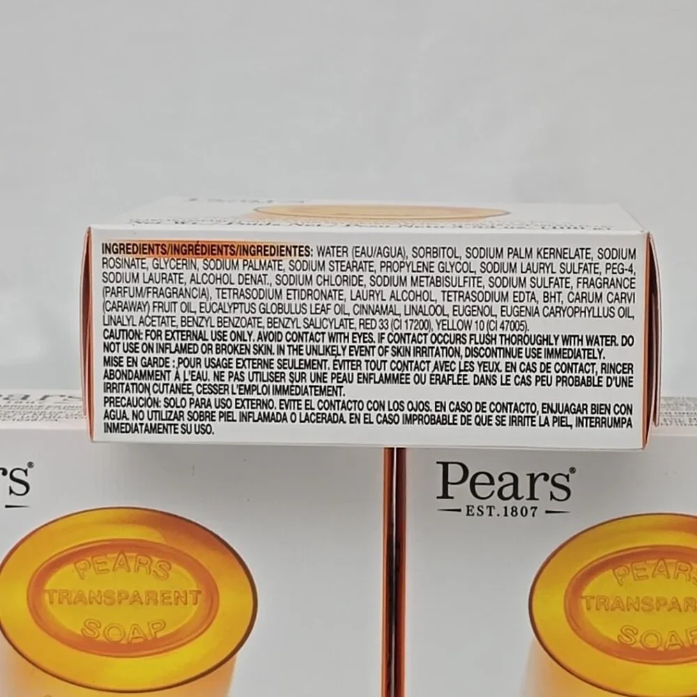 3 Pack Pears Pure & Gentle Transparent Soap 100g 3.5 oz. Bar Soap Glycerin